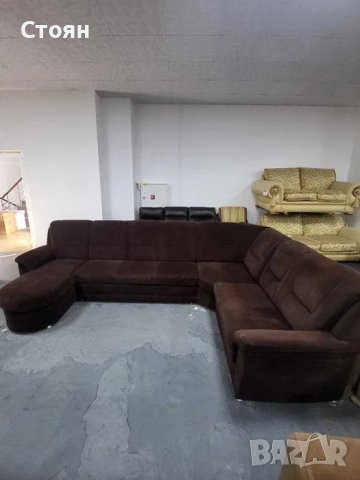 Кафяв ъглов диван от плат с функция сън "PP-QL11014", снимка 3 - Дивани и мека мебел - 39970871