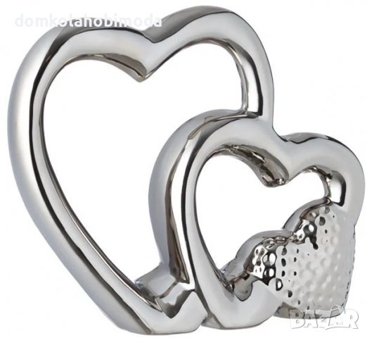  Настолно керамично декоративно релефно сърце, 19х5х16 см, снимка 1 - Романтични подаръци - 39468415