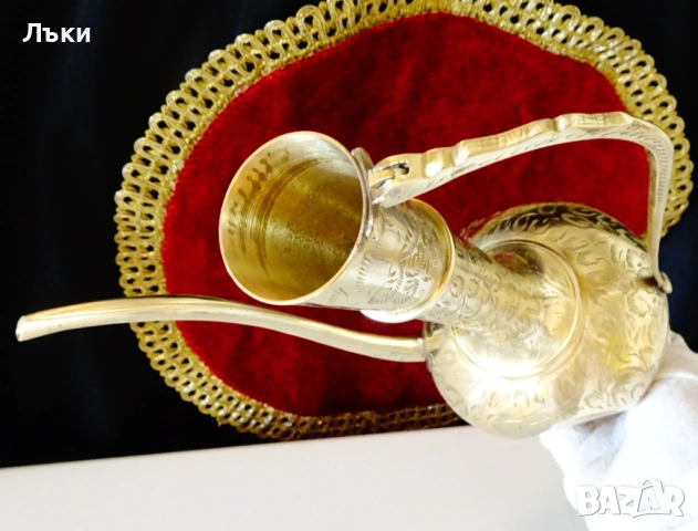 Бронзова кана за ракия,ибрик,Aftaba,36 см.,гравирана. , снимка 6 - Антикварни и старинни предмети - 51882530