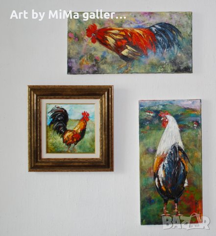 Петел, петли, петлета, rooster painting - Мима / Art by MiMa,  paintings