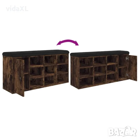 vidaXL Пейка за обувки, опушен дъб, 102x32x50 см, инженерно дърво, снимка 9 - Маси - 56148117