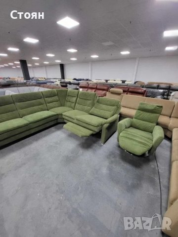 Зелен ъглов диван от плат с ел.релакс и фотьойл "PP - PF20073", снимка 8 - Дивани и мека мебел - 39965022