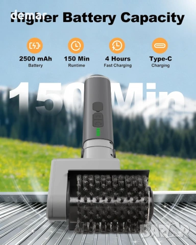 Електрическа безжична четка за грил Accwork, сменяеми глави, 3 скорости и регулируем ъгъл, снимка 2 - Барбекюта - 54227130