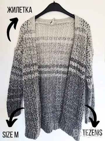 Сива плетена жилетка, снимка 1
