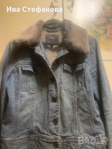   Класически  модел с кожена яка Дънково дънкено сафари Mexx , снимка 4 - Якета - 30668608