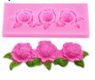 3 рози роза силиконов молд форма за украса торта с фондан шоколад, снимка 1 - Форми - 16028611