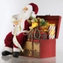Дядо Коледа със сандък и подаръци, звук и LED, 41x35x60cm, снимка 2