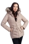 Дамско зимно шушляково яке – 4252 качулка с естествен пух цвят, снимка 4
