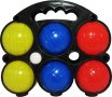 Комплект 6 топки за петанк от PVC нов  Топките са 3 цвята: 2 жълти, 2 червени, 2 сини. Комплектът вк