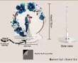 въртяща 360 ° Сватбена Двойка Синьо-Бяла Цветна Арка цветя 2D Акрилна Фигурка топер за торта връх, снимка 3