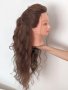 Фризьорска тренировъчна глава с ЕСТЕСТВЕНА коса 60см +стойка +аксесоари, снимка 9