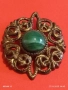 СТАРИННА БРОШКА АРТ ДЕКО СТИЛ СКЪПОЦЕННА с ЗЕЛЕН АХАТ 52224, снимка 6