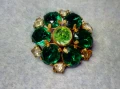 СТАРА ПОЗЛАТЕНА МЕДНА СКЪПОЦЕННА БРОШКА с ИСКРЯЩИ КАМЪНИ ОЛИВИН и ЦИРКОН 50200, снимка 4