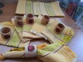 комплект за маса дървени рингове и кърпи, снимка 1 - Покривки за маси - 38275201