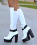 Ботуши на ток - бяла кожа с черно ходило - 105-19, снимка 1
