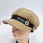 Елегантна дамска шапка тип фуражка с декоративна лента и метално лого, снимка 6