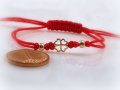 златна МИНИ ДЕТЕЛИНКА С ТОПЧЕТА в гривна червен конец, снимка 4
