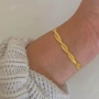 Дамска гривна, усукана плетка с 2 нишки тип рибена кост, снимка 5