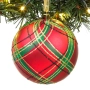 Коледна топка за елха червено кръстосано каре 10 см_1184530, снимка 2