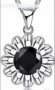 Сребърно колие с ланче цвете с кристали,black/ново, снимка 1 - Колиета, медальони, синджири - 37944983
