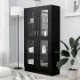 vidaXL Шкаф витрина, черен, 82,5x30,5x150 см, инженерно дърво, снимка 2