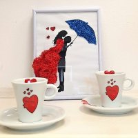 Чаши за кафе със сърца, снимка 3 - Романтични подаръци - 35642617