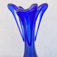 Уникална ръчно изработена ваза от кобалтово стъкло. №0470, снимка 3 - Колекции - 33700590