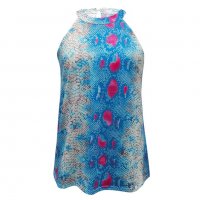 Дамска блуза с халтер от трико със змийски принт, 2цвята - 023, снимка 6 - Тениски - 40198922