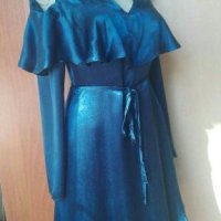 Синя рокля  "MANGO", от сатен 🍀Промоция 🍀❤S,S/M❤🍀арт.4398, снимка 1 - Рокли - 37429077