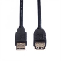 Кабел USB-A към USB-A 2.0 Roline 11.02.8947 Черен, USB Type A to USB A M/F, снимка 1 - USB кабели - 31253270