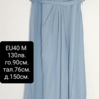 Абитуриентска рокля. А-силует V-образно деколте с дължина до пода с волани, разделена отпред. EU40 M, снимка 4 - Рокли - 36683628