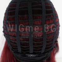 Дълга перука от ЕСТЕСТВЕН косъм цвят бордо Стефани, снимка 2 - Аксесоари за коса - 37797642