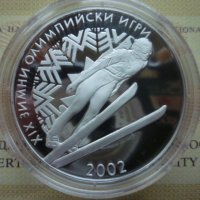 сребърна монета 10 лева 2001г. ЗОИ "Ски скок", снимка 1 - Нумизматика и бонистика - 39427942