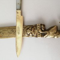 Античен китайски месингов нож за писма-рядък и уникален, снимка 6 - Антикварни и старинни предмети - 33753241