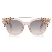 Jimmy Choo - Vivy - Pink Round Framed Sunglasses with Detachable Jewel Clip On, снимка 2 - Слънчеви и диоптрични очила - 40350753
