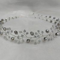 Сватбен венец Сребърни кристали, снимка 1 - Сватбени аксесоари - 38430336