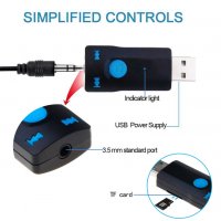 Bluetooth 3,5мм AUX IN аудио адаптер със слот за microSD карта, снимка 1 - Bluetooth тонколони - 31321268