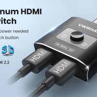 VWRHAR Двупосочен алуминиев HDMI превключвател 4K@60hz/2в1 изход,4K/3D/HDR>Xbox PS5/4/3 Blu-Ray/HDTV, снимка 2 - Плейъри, домашно кино, прожектори - 44413175