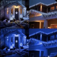 Новогодишни Коледни светлини завеса Бяла/синя/топла/шарена светлина 168ЛЕД Лампи 300/70с, снимка 2 - Лед осветление - 34941562