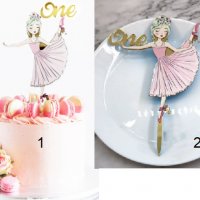 ONE 1 година годинка момиче Балерина рожден ден твърд Акрил топер за торта украса декорация, снимка 1 - Други - 30075651