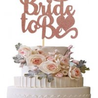 Bride to Be ❤  розов картонен брокатен топер украса табела за торта сватба, снимка 1 - Други - 30037768