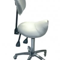 Козметичен/фризьорски стол - табуретка с облегалка Rodeo 49/61 см - бяла, снимка 1 - Друго оборудване - 30519471