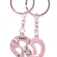 Ключодържател Love, Сърце със стрела, Метален, Комплект 2 броя, снимка 1 - Романтични подаръци - 37607028