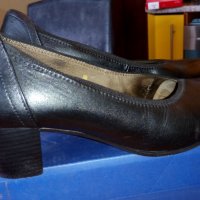 Caprice черни дамски кожени обувки черни №38 H и стелка 25см, снимка 1 - Дамски обувки на ток - 29150751