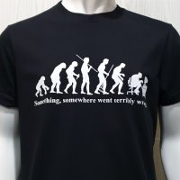 Нова мъжка тениска с трансферен печат Човешка еволюция в черен цвят, снимка 12 - Тениски - 36598981