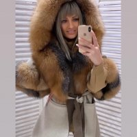 Дамско луксозно палто кашмир вълна и лисица код 84, снимка 1 - Палта, манта - 31829814
