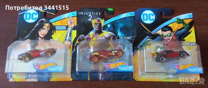 Hot Wheels Character Cars Wonder Woman, The Flash, Robin Die-Cast 1:64, снимка 1
