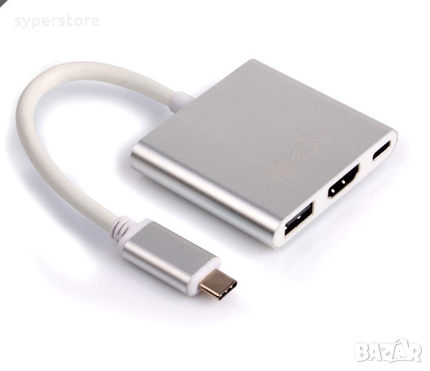 USB Хъб USB Преобразувател VCom SS001225, USB Type C Хъб, 3-in-1 Docking Station , снимка 1