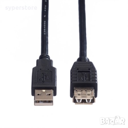 Кабел USB-A към USB-A 2.0 Roline 11.02.8947 Черен, USB Type A to USB A M/F, снимка 1