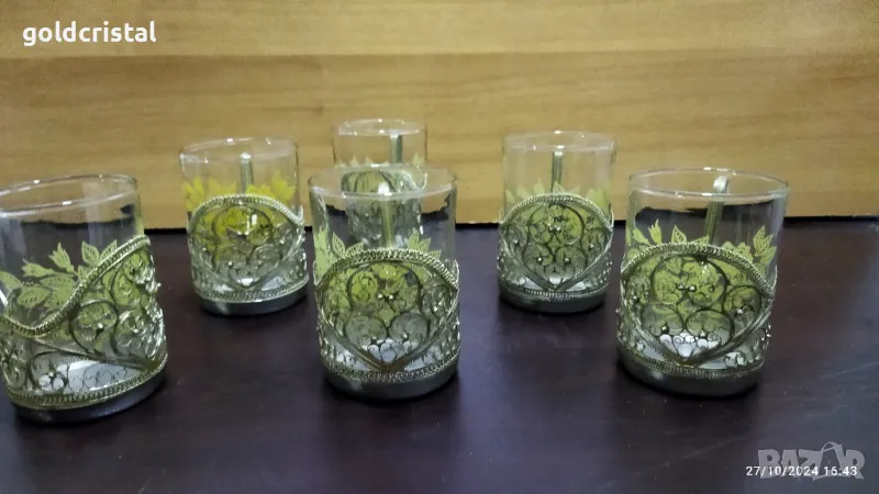 руски стакани подстакани филигран чаши за чай, снимка 1